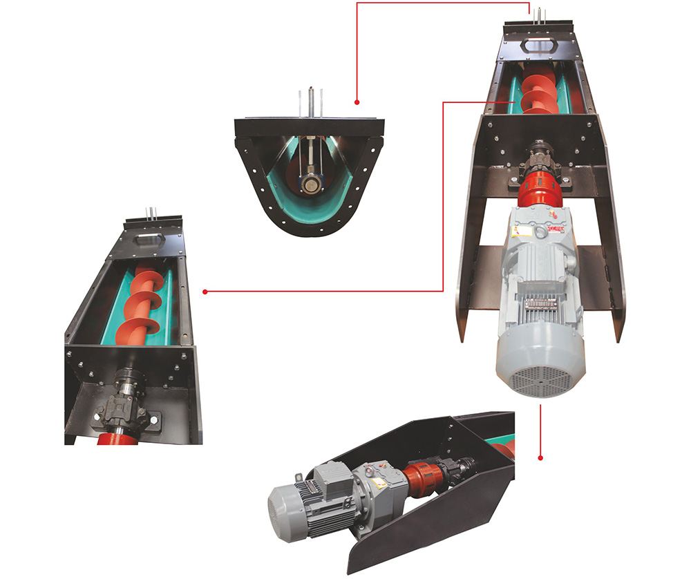 karıştırma helezon paslanmaz konveyör çiftli helezon u tipi konveyör